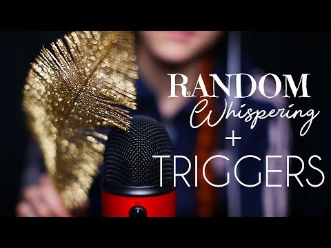 😴 ASMR - RANDOM WHISPERING + TRIGGERS 😴 mic cover sounds, tapping, brushing, glitter feather