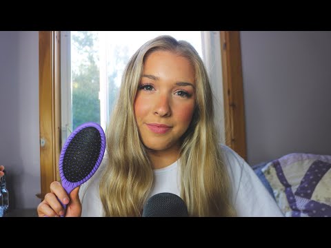 ASMR Hair Brushing & Whispered Chat