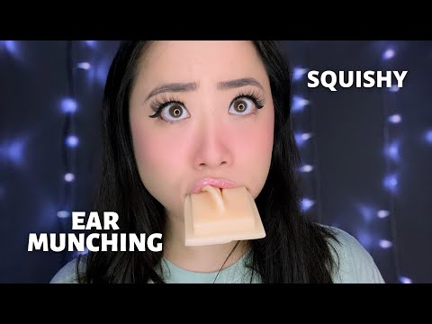 ASMR | Squishy Ear Eating & Munching | Whispering