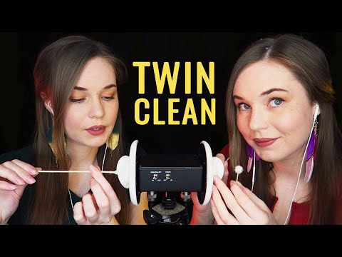 TWIN EAR CLEANING ASMR - Intense Double Ear Attention - Wood, Metal, Fluff, Cotton