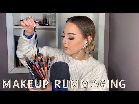 ASMR | makeup rummaging with light whispers (very relaxing)