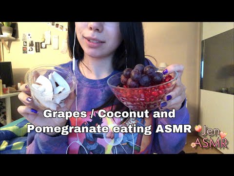 Grape/Coconut and Pomegranate Eating ASMR (NO TALKING) | ASMR Jen ✨