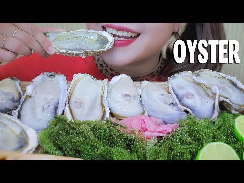 ASMR PLATE OF OYSTERS AND SEA GRAPES , SLURPING SOFT EATING SOUNDS | LINH-ASMR