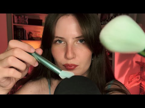 ASMR Mic & Camera Brushing | with mouth sounds & inaudible whispers ☁️