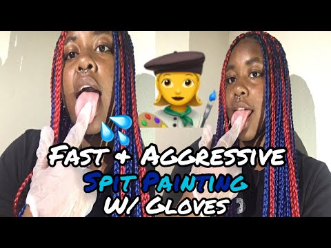 ASMR Fast & Aggressive Spit Painting W / Gloves 🧤💦 🤤Tingly Fast Mouth Sounds #asmr #spitpainting