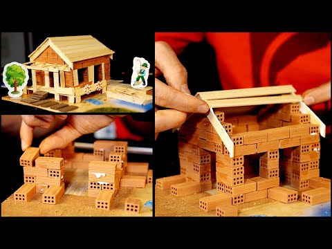 ASMR Building a miniature summer house brick by brick