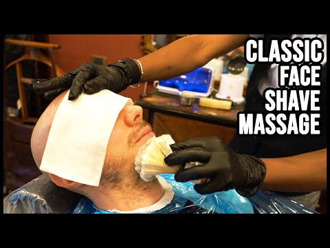 💈 CLASSIC OLD TIME WET FACE SHAVE with MASSAGE and HOT TOWELS 💈 ASMR no talking