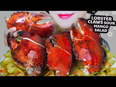 ASMR EATING LOBSTER CLAWS X SOUR MANGO SALAD EATING SOUND | LINH-ASMR