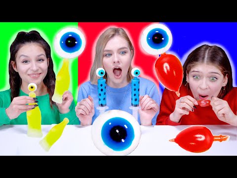 Tik Tok Food Party | Gummy Eyeballs Drink, Wax Bottles, One, Ten or One Hundred Challenge