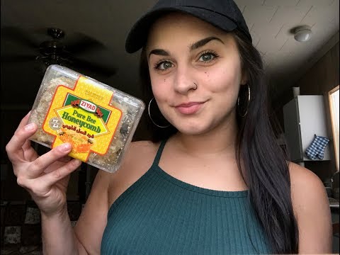 ASMR- Eating RAW HONEYCOMB and Drinking Tea- Sticky Mouth Sounds