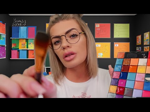 ASMR weird girl paints your face in class 🎨 (face touching / brushing roleplay)