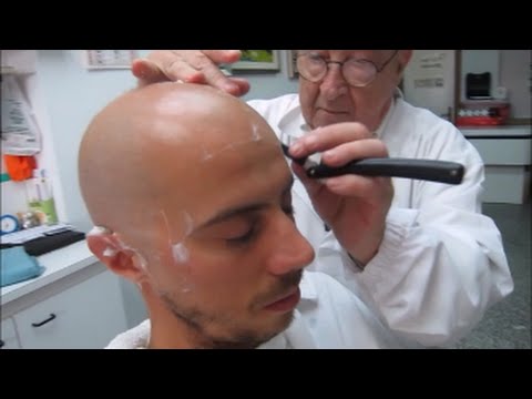 Traditional Italian barber shop straith razor - no speaking ASMR video