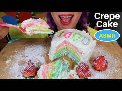 ASMR [1K] HOMEMADE CREPE CAKE Eating Sound  |홈메이드 크레이프 케이크 먹방 | CURIE. ASMR
