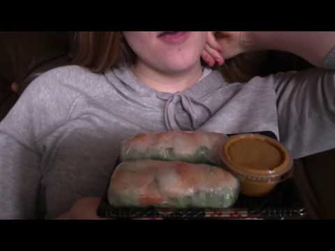 ASMR Eating Show: Shrimp Spring Rolls & Peanut Sauce