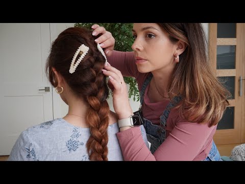 ASMR Perfectionist French Hair Braiding, Hair Styling, Finishing Touches | Sleep Routine