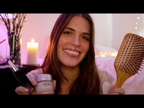 ASMR | Friend Helps You Sleep Before Bed 😴 (Scalp Massage, Hair Brushing, Skincare, Layered Sounds)