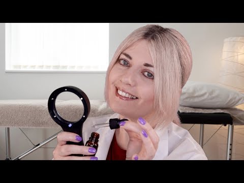 ASMR Doctor Face Skin Exam and Treatment - Close Personal Attention, Lights, Latex Gloves, Writing