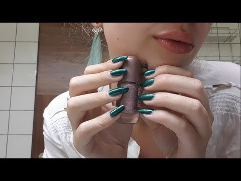 Closeup triggers ASMR whispering, tapping, little haul
