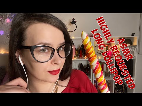 ASMR long lollipop +red lipstick +mouth sounds