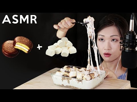 ASMR CHOCO-PIE MARSHMALLOW PUDDING 초코파이 마시멜로우 푸딩 리얼사운드 먹방