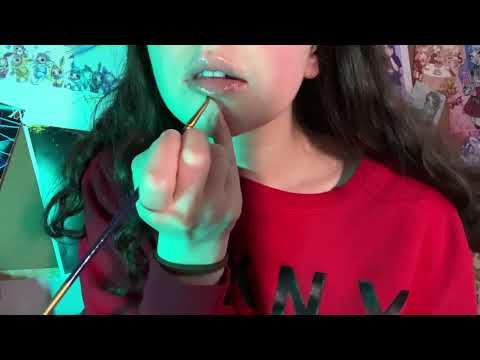 AsMr | Lip Tracing/Touching + Lip Gloss Application ( q-tip, mouth sounds, unintelligible )