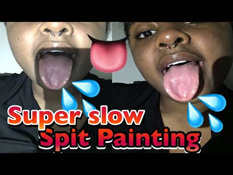 ASMR Super Slow Spit Painting 🤤🎨 (slow mouth sounds 👄) #asmr #spitpainting