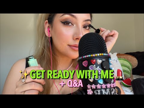 ASMR chill and unedited GRWM 💗 ~Doing my makeup + Q&A~💄✨ | 1 HOUR WHISPERED RAMBLES FOR RELAXATION
