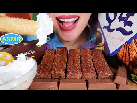 ASMR KOREAN CHOCOLATE CAKE, HAUPIA PIE,KIT KAT |오뜨, 하와이 하우피아파이, 킷캣| CURIE.ASMR