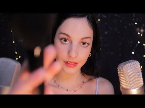 ASMR Brushing Your Worries Away🧹(soothing face brushing with trigger words)~slow and gentle 💙💛💙
