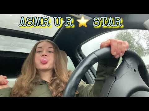 ASMR | snapping & blowing bubblegum in the car | driving in the rain