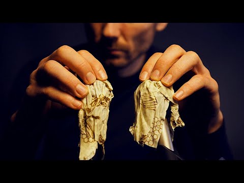 ASMR Touching mics wrapped in beeswax wrap (custom video)