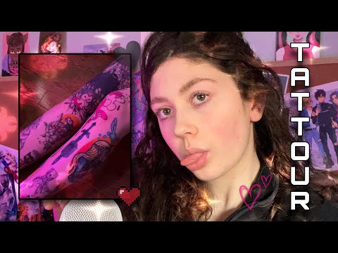 ASMR ~ Tattoo Tracing With Body Massage ( skin sounds, mouth sounds )