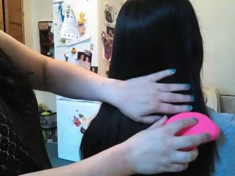 ASMR HAIR BRUSHING / HAIR STRAIGHTENING ON FRIEND'S LONG DARK HAIR - TINGLES -