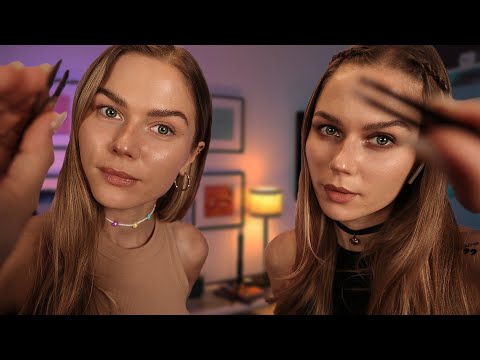 ASMR Pampering You With My Sister! ~ Twin RP  (Haircut, Hairwash, Makeup, Face Care, Tweezing)