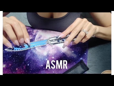 Asmr- Showing you my Knife (Tapping, scratching, long nails sounds)