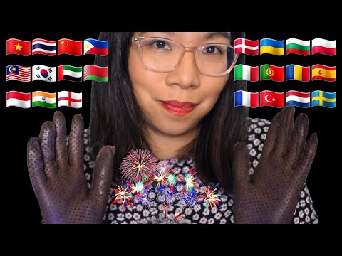 ASMR CONGRATULATIONS IN DIFFERENT LANGUAGES (Soft Speaking, Fluffy Mic, Leather Gloves) 🥳🎉
