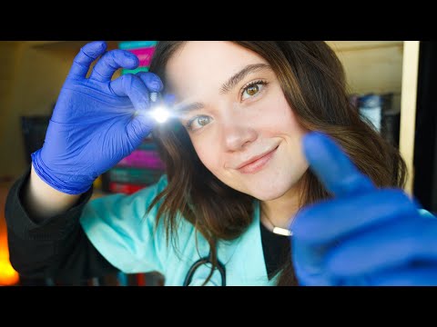 ASMR NURSE EXAM ROLEPLAY At Home! Medical Gloves, Light, Whispers, Face Touching