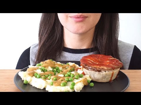ASMR Eating Sounds: Vegan Pie With Mashed Potato, Gravy & Peas (No Talking)