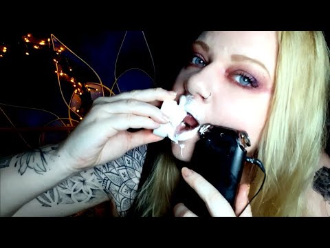 ASMR #3 Marshmallow fluff ear eating 😛| Messy and slobby (Goffy whispers)