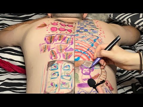 ASMR back exam and drawing on my friend’s back (back tracing) (skin sounds) (real person ASMR)
