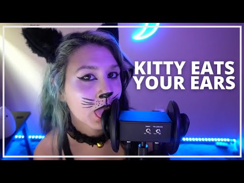 ASMR // Ear Eating & Ear Licking Kitty Cosplay