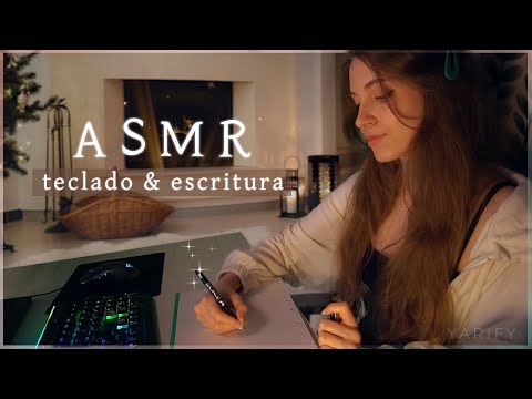ASMR | Sonidos escritura, teclado, chimenea 📚🧡 [study ambience]