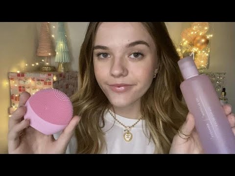 ASMR Holiday Spa Pampering💙(cleansing, extractions, mask, serum)