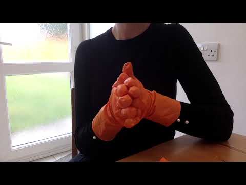 #gloves #Rubbergloves #ASMR Mummy Unboxes Latex Free Orange Rubber Household Gloves