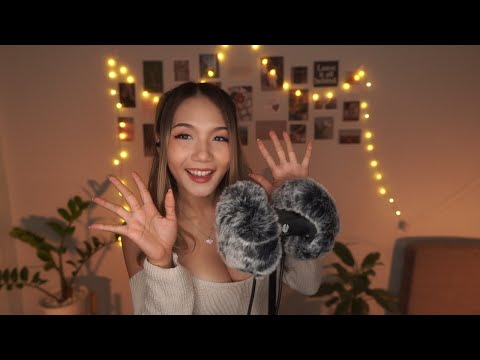 My First ASMR Video With a New Microphone 🎙️🎙️| Whispering, Fluffy Mic Stroking, Counting