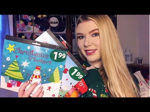 Sticking Christmas Stickers On Your Face *Personal/Detail Attention + Gum Chewing* ASMR