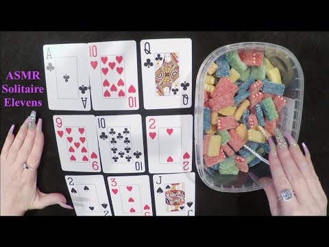 ASMR Eating Gummy Candy & Solitaire Elevens Game Play | Whispered