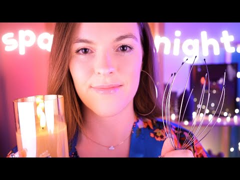 ASMR Spa Night at a Friend’s 🍃 Face Cleansing, Oil Scalp Massage, Hair Brushing (Soft Music)💜🌙