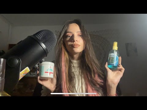 talking about my hair care ASMR ~ tapping, lid sounds, word tracing