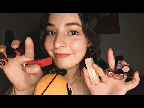 Türkçe ASMR | Yaka Mikrofonuyla Rujlarımı Deneyelim 💄 | Ağız Sesleri & Tıkırtı Sesleri